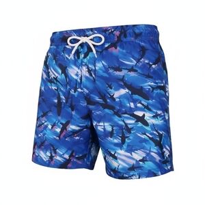 Lands End Cool Sharks Boys Swim Shorts Lined NWOT Size S